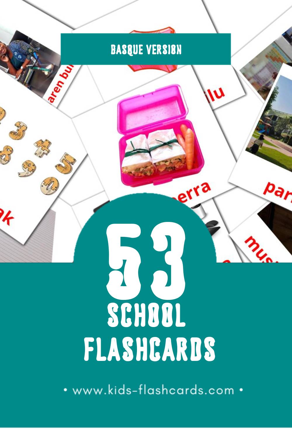 Visual Eskola Flashcards for Toddlers (53 cards in Basque)