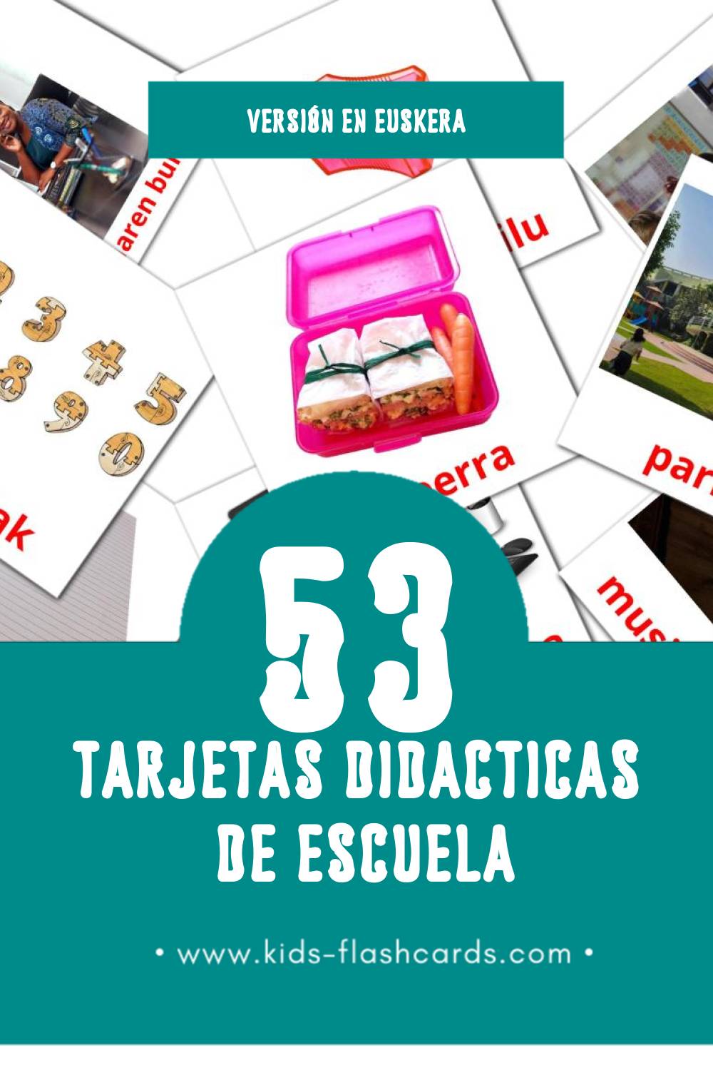 Tarjetas visuales de Eskola para niños pequeños (53 tarjetas en Euskera)