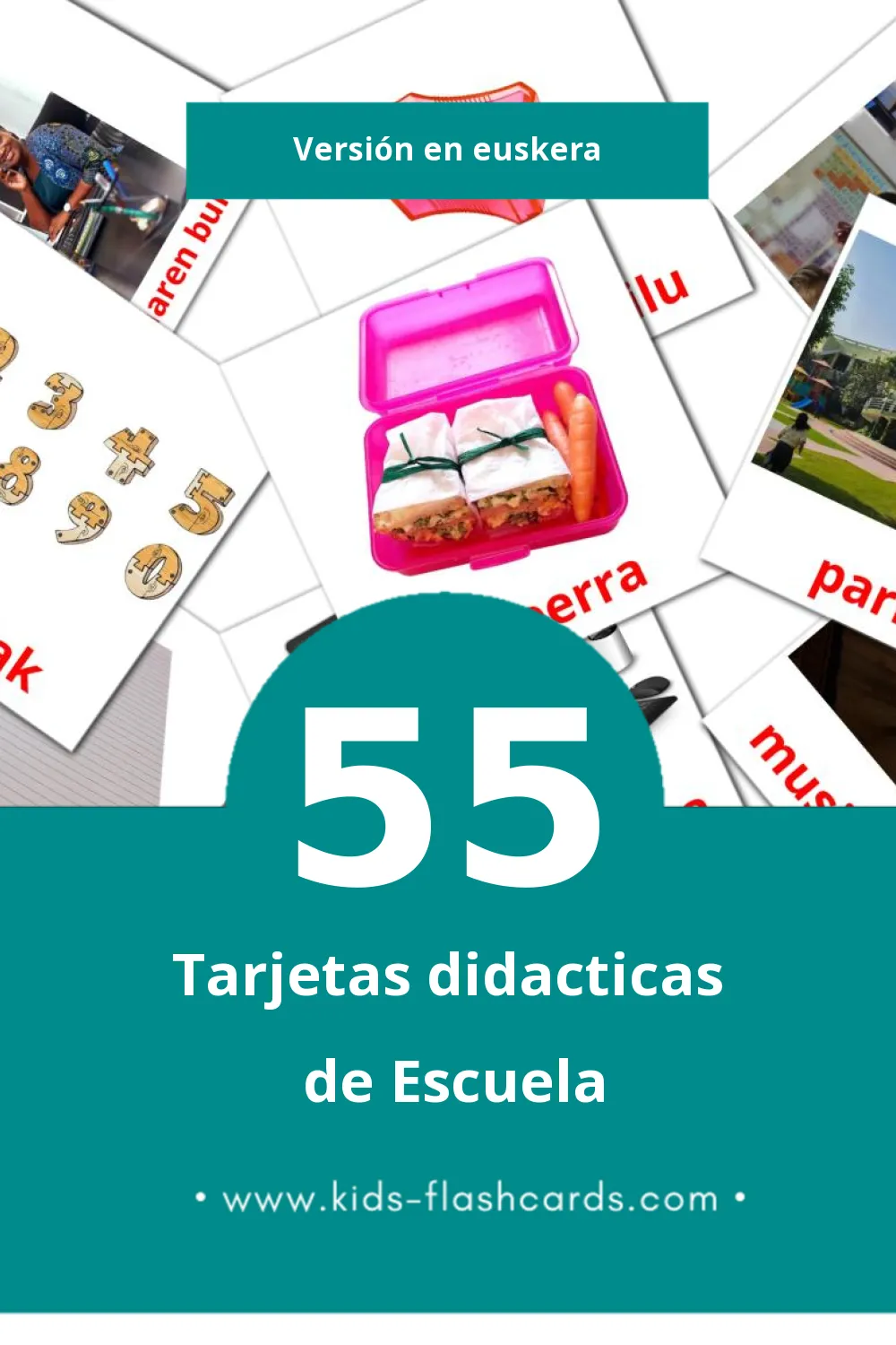 Tarjetas visuales de Eskola para niños pequeños (55 tarjetas en Euskera)