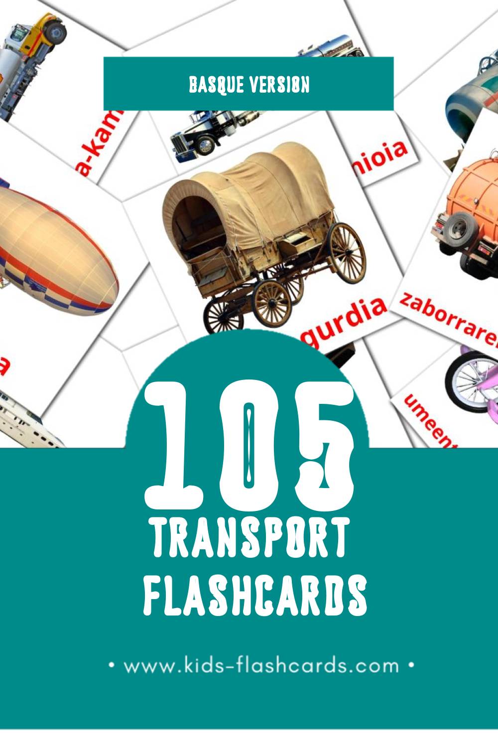 Visual Garraiobideak Flashcards for Toddlers (105 cards in Basque)