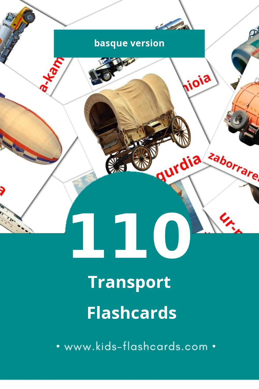 Visual Garraiobideak Flashcards for Toddlers (110 cards in Basque)