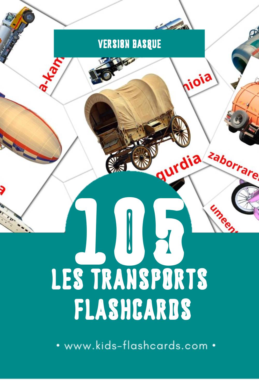 Flashcards Visual Garraiobideak pour les tout-petits (105 cartes en Basque)