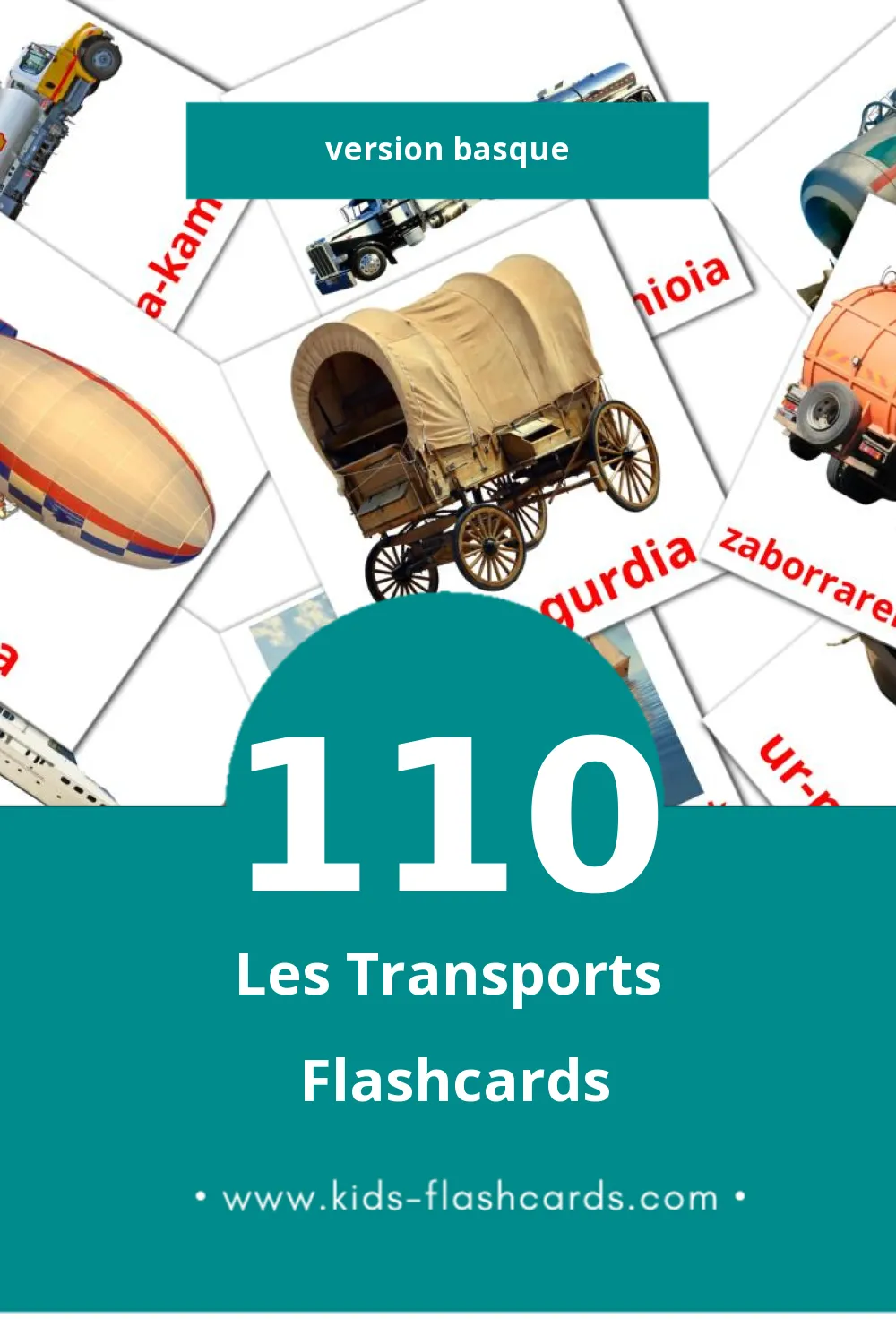 Flashcards Visual Garraiobideak pour les tout-petits (110 cartes en Basque)