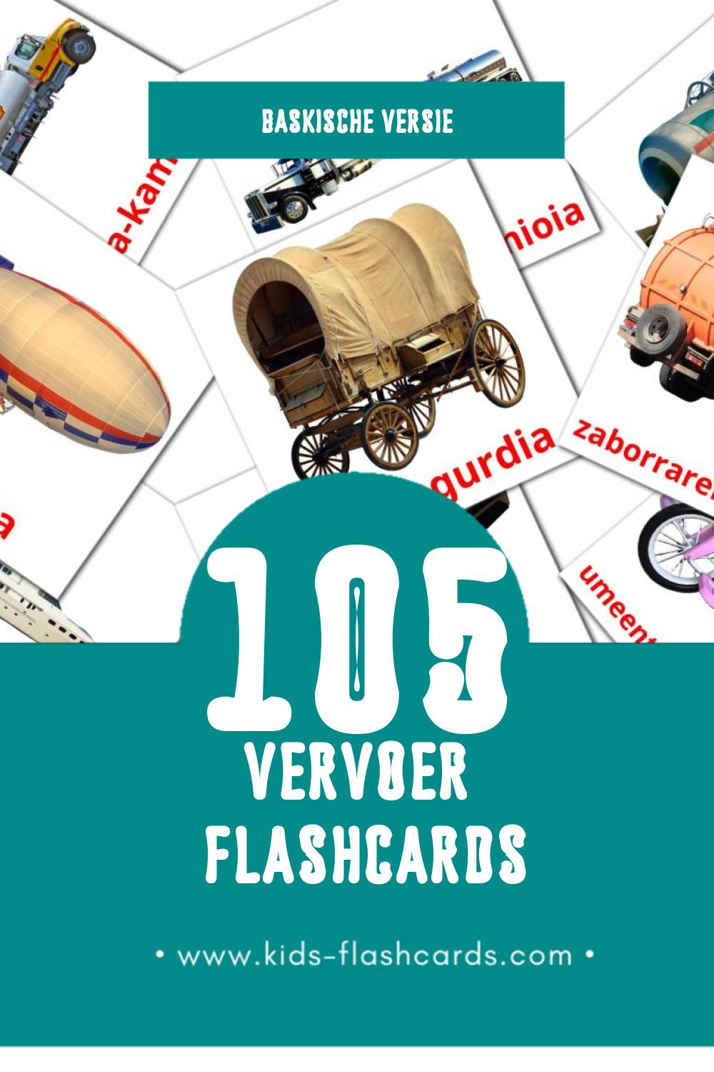 Visuele Garraiobideak Flashcards voor Kleuters (105 kaarten in het Baskisch)