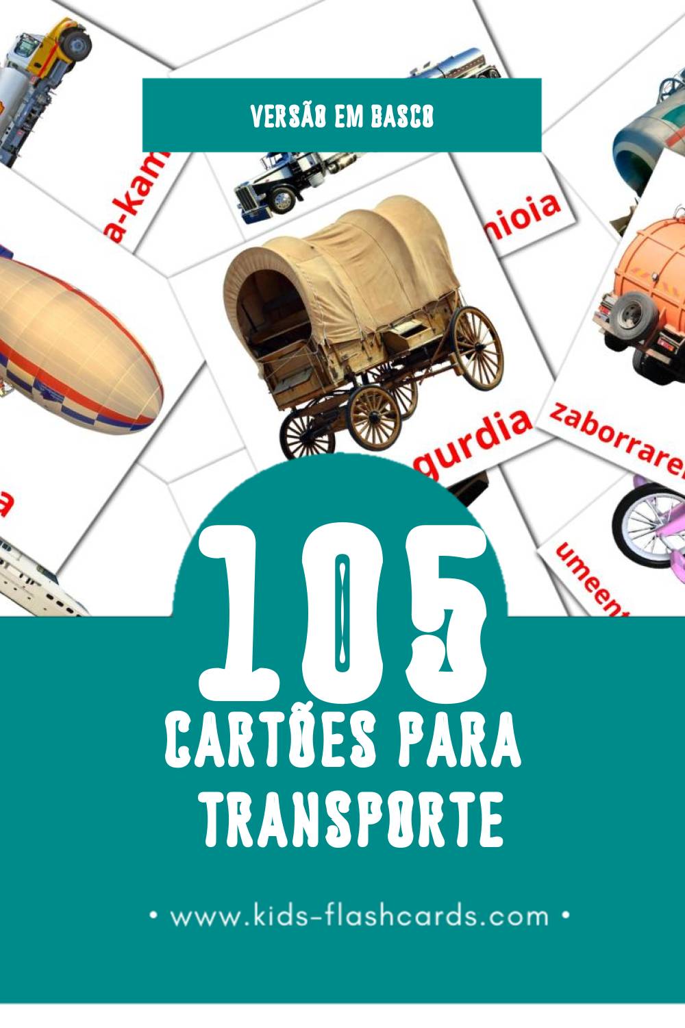 Flashcards de Garraiobideak Visuais para Toddlers (105 cartões em Basco)