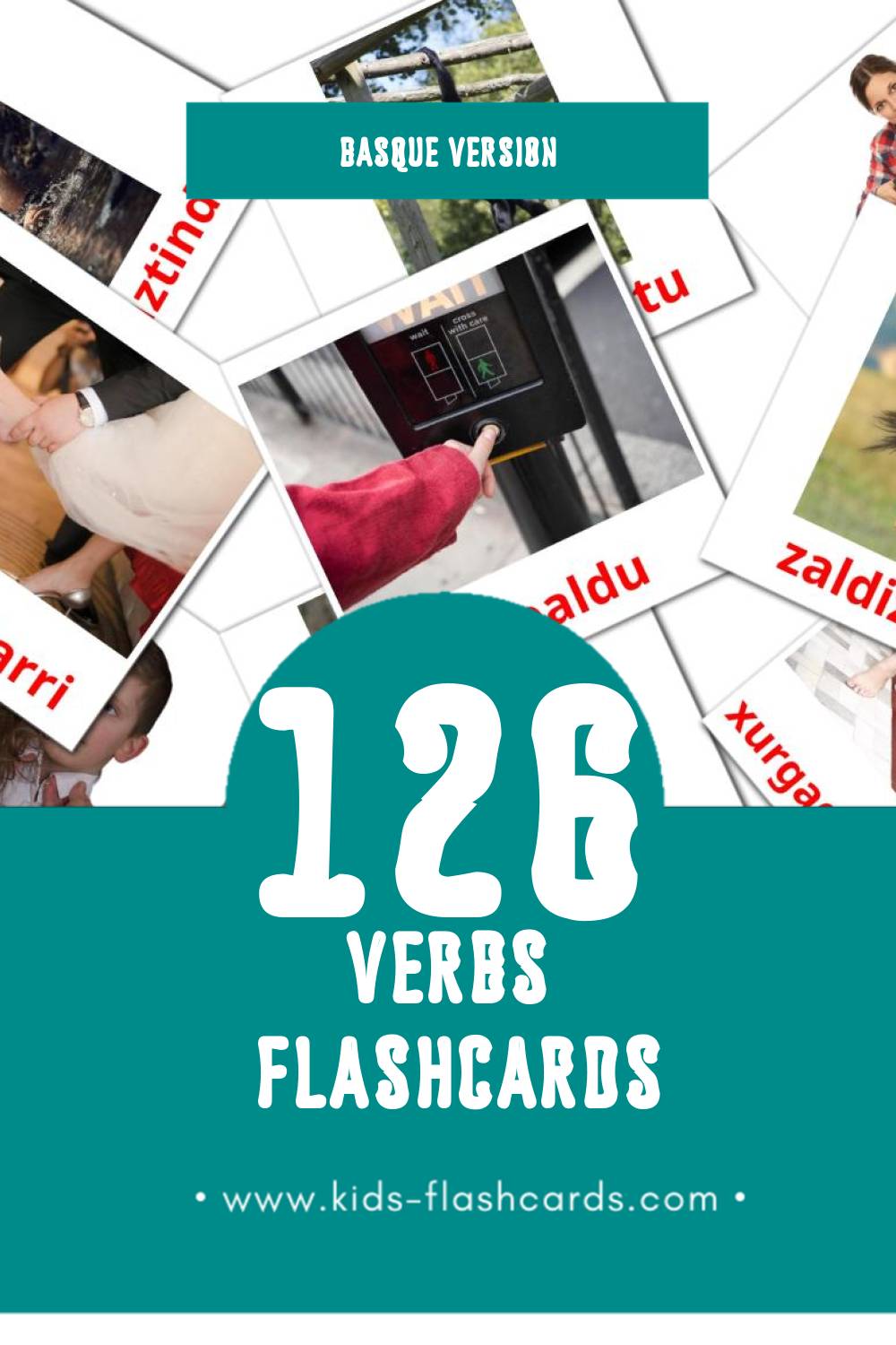 Visual Aditzak Flashcards for Toddlers (132 cards in Basque)