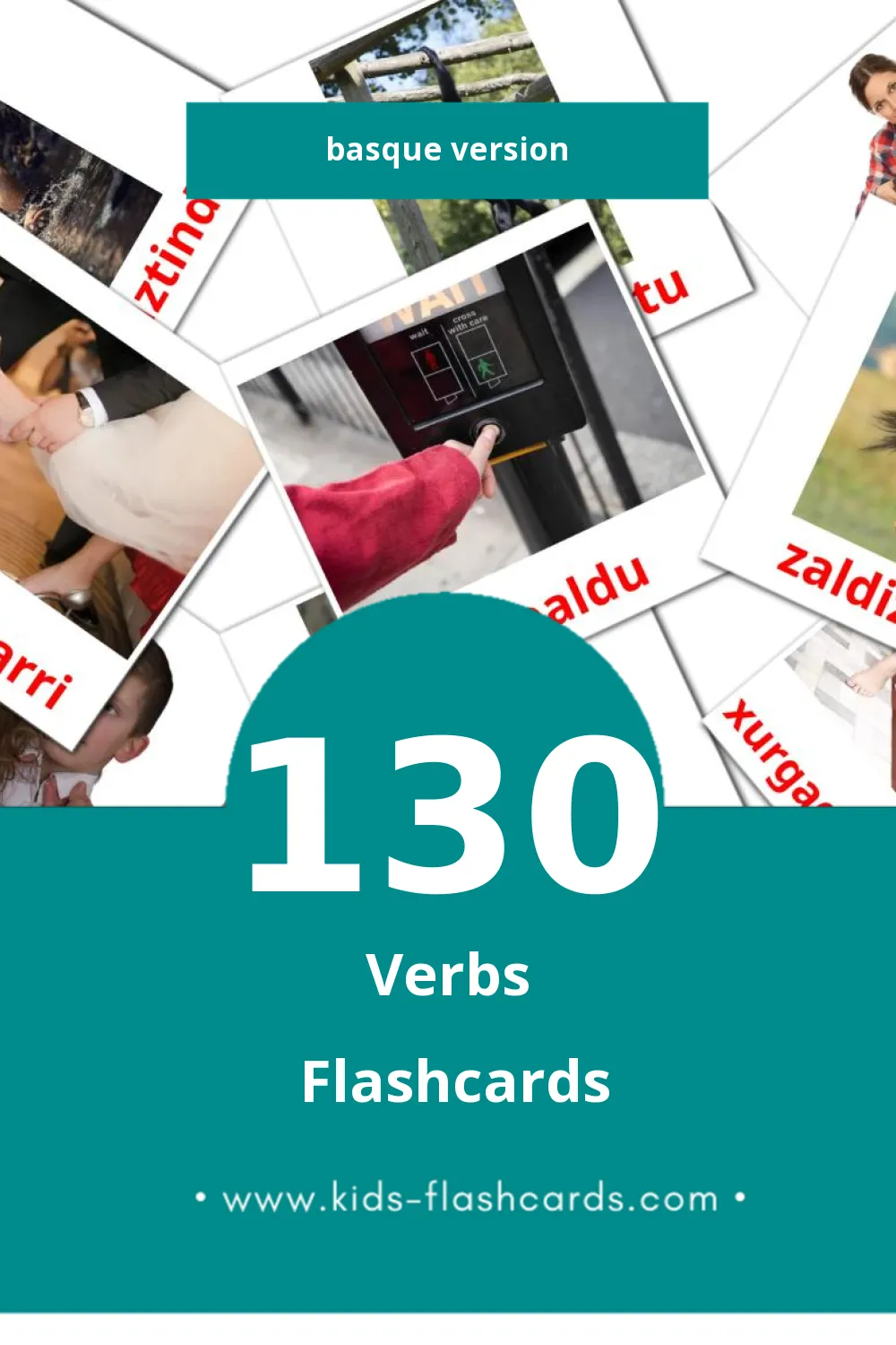 Visual Aditzak Flashcards for Toddlers (130 cards in Basque)