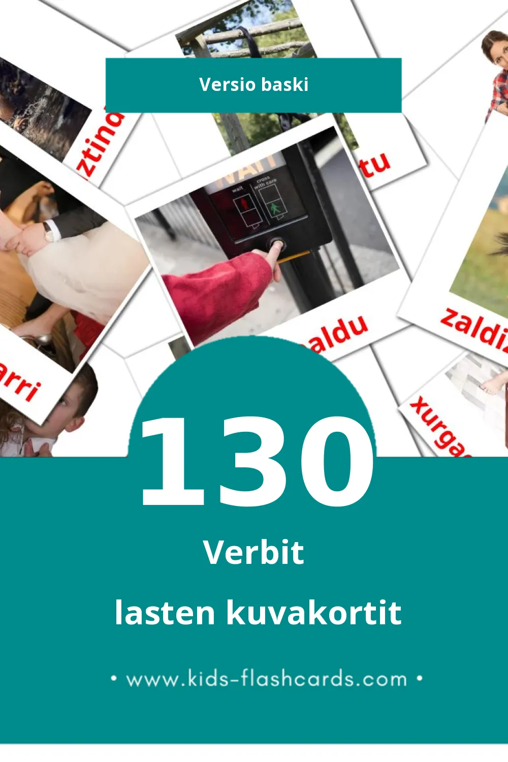Aditzak lasten kuvakortit pikkulapsille (130 korttia Baskiksi)