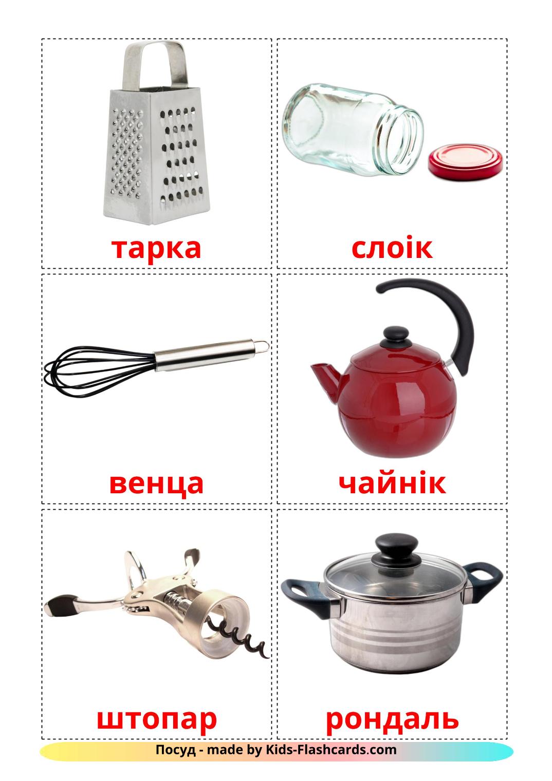 Kitchenware - 35 Free Printable belarusian Flashcards 