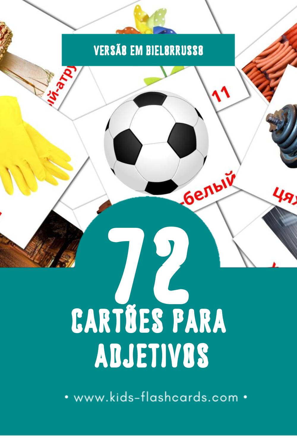 Flashcards de прыметнікі Visuais para Toddlers (72 cartões em Bielorrusso)
