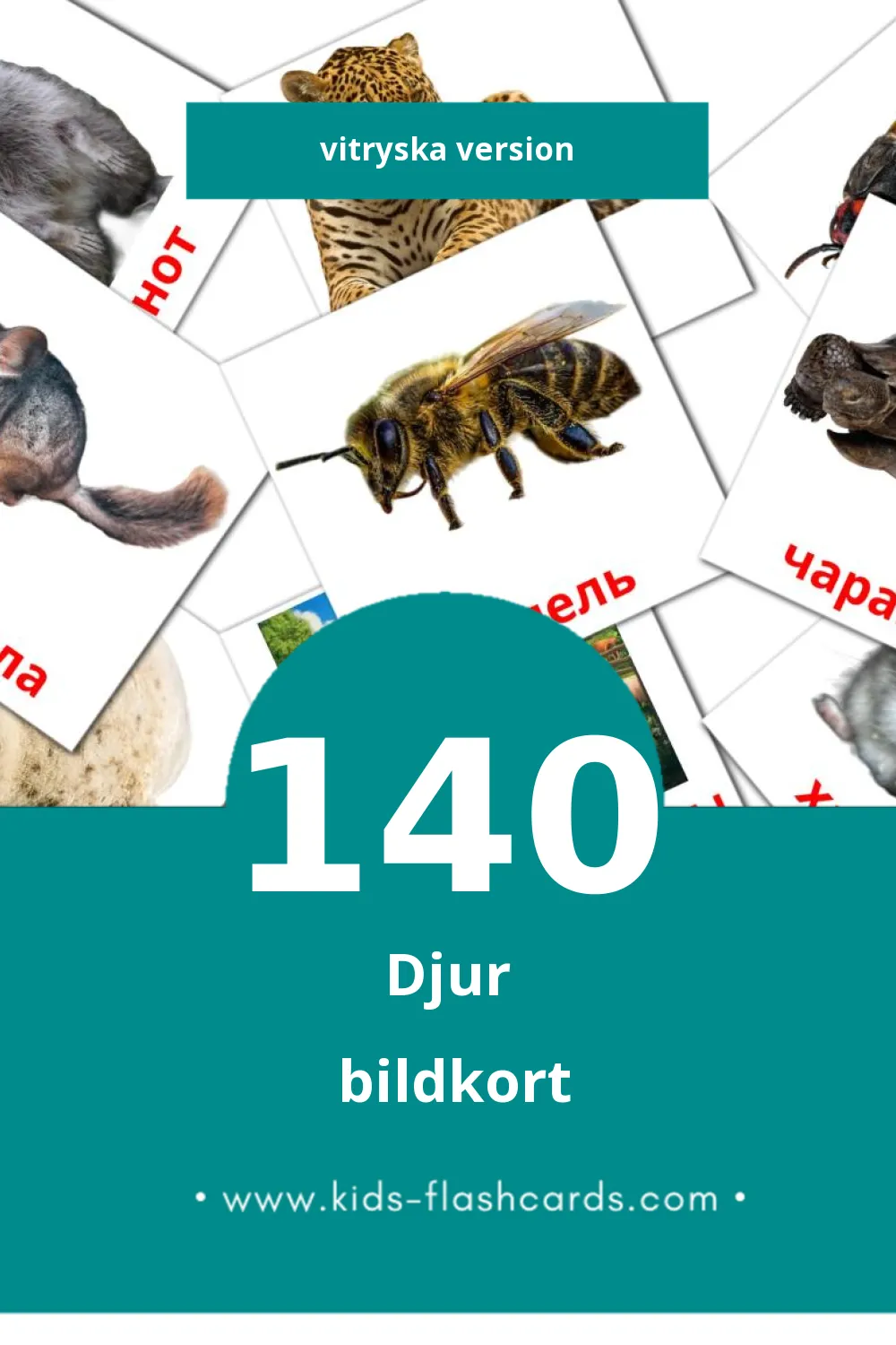 Visuella Жывёлы för småbarn (140 bildkort för barn på Vitryska)