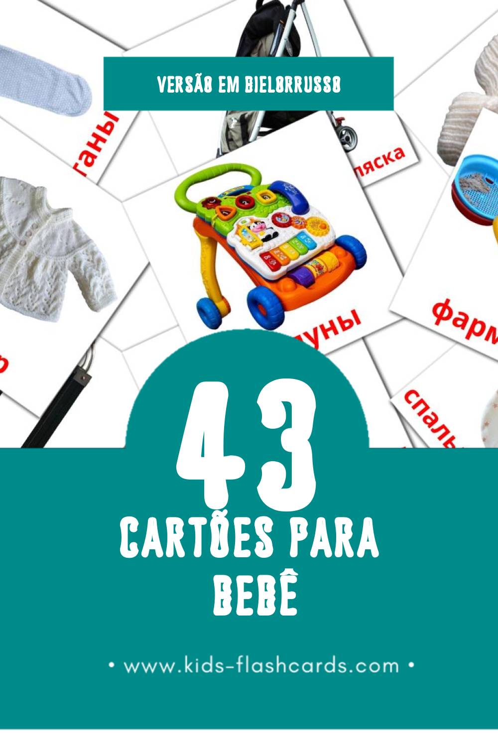 Flashcards de Дзіцятка Visuais para Toddlers (43 cartões em Bielorrusso)