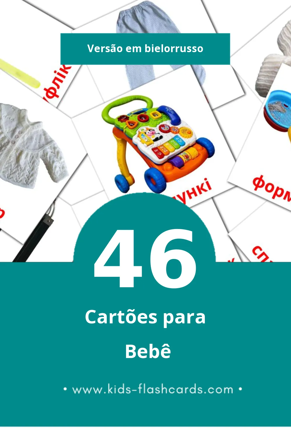 Flashcards de Дзіцятка Visuais para Toddlers (46 cartões em Bielorrusso)