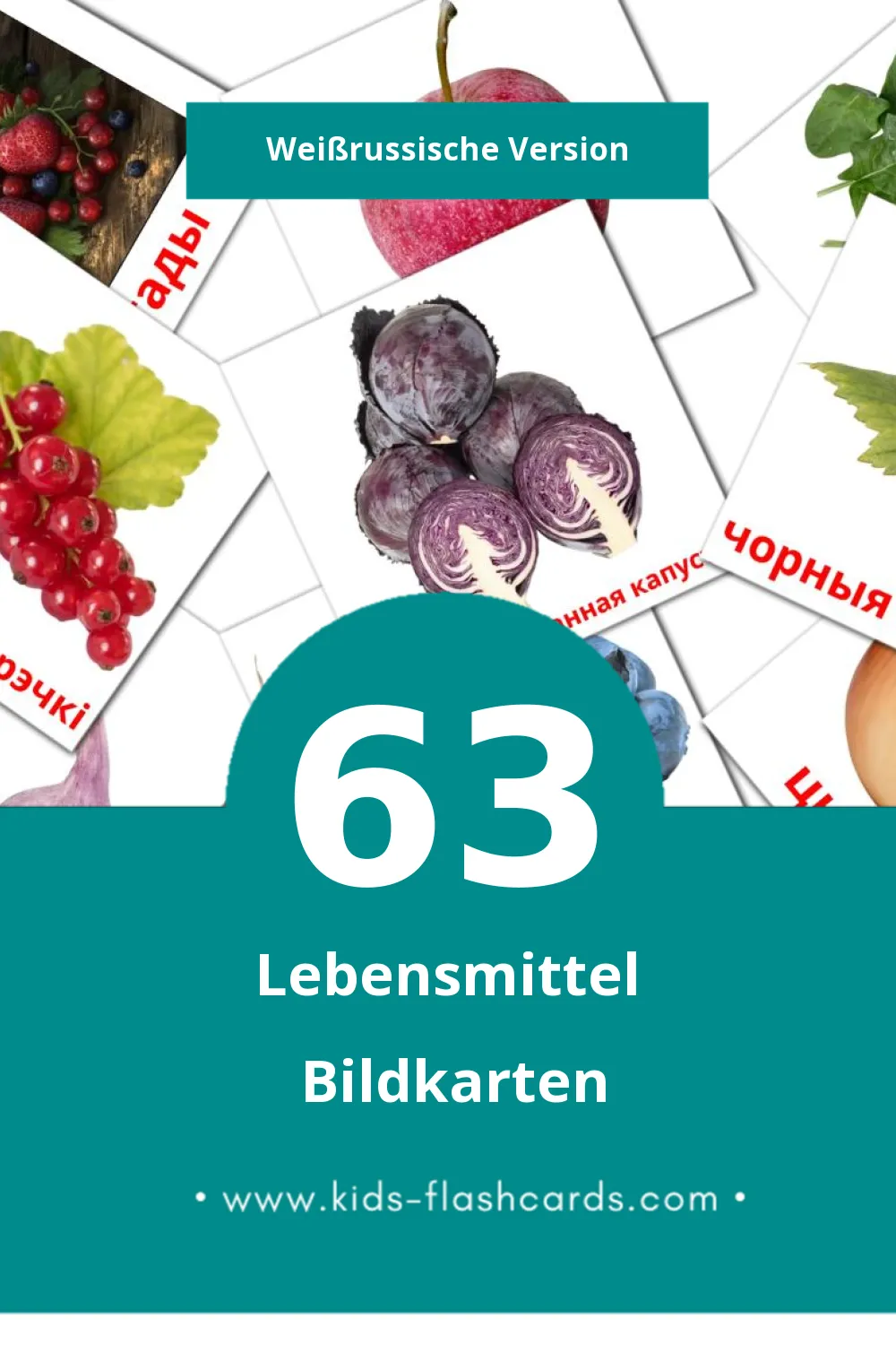 Visual Ежа Flashcards für Kleinkinder (63 Karten in Weißrussisch)