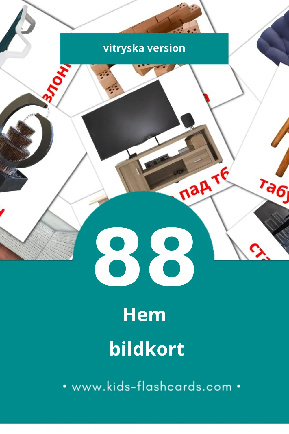 Visuella Дом för småbarn (88 bildkort för barn på Vitryska)