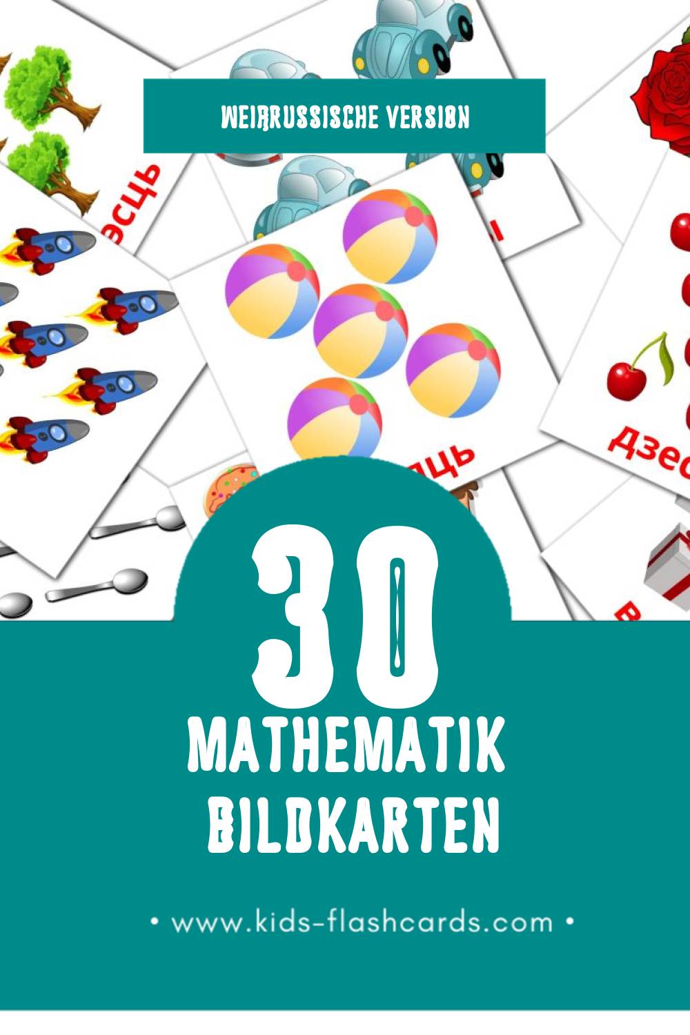 Visual Matemáticas Flashcards für Kleinkinder (10 Karten in Weißrussisch)