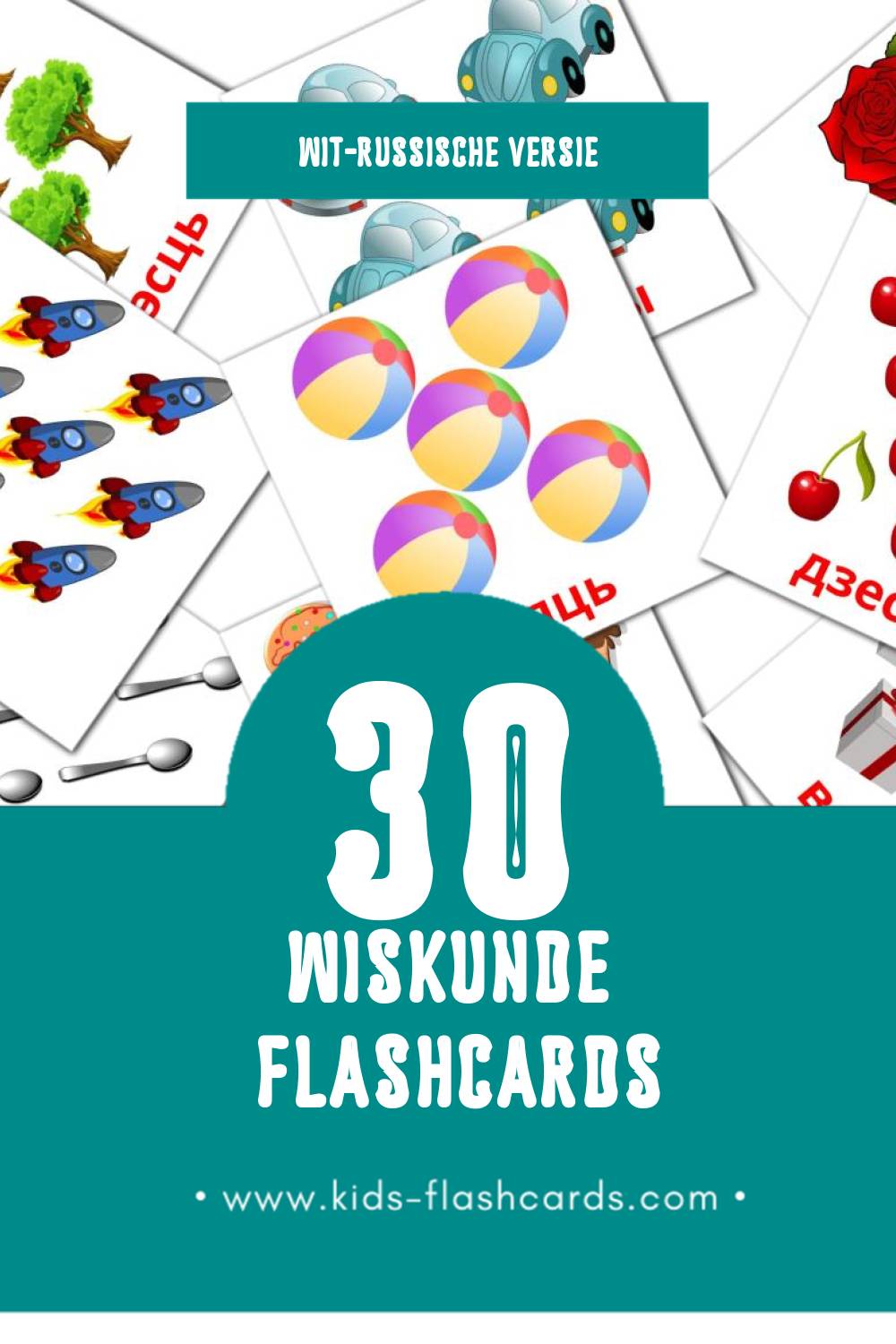 Visuele Matemáticas Flashcards voor Kleuters (10 kaarten in het Wit-russisch)