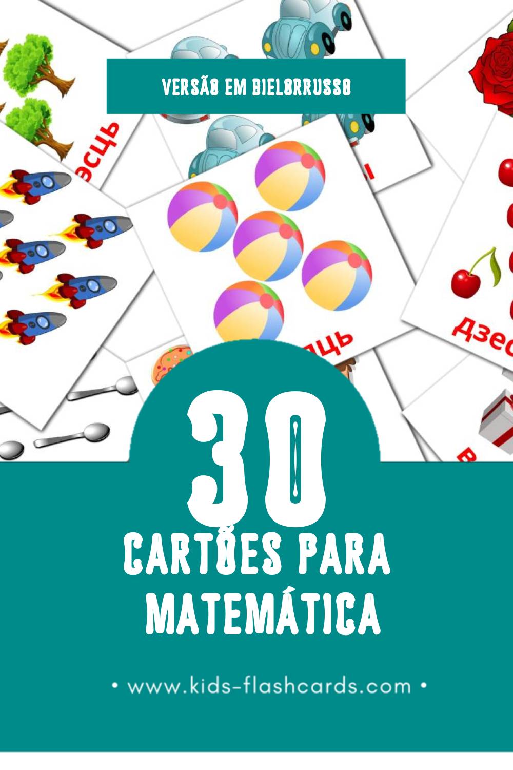 Flashcards de Matemáticas Visuais para Toddlers (10 cartões em Bielorrusso)