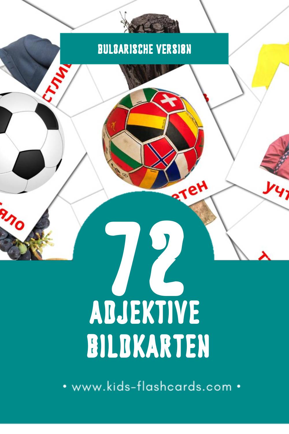 Visual Прилагателни Flashcards für Kleinkinder (72 Karten in Bulgarisch)