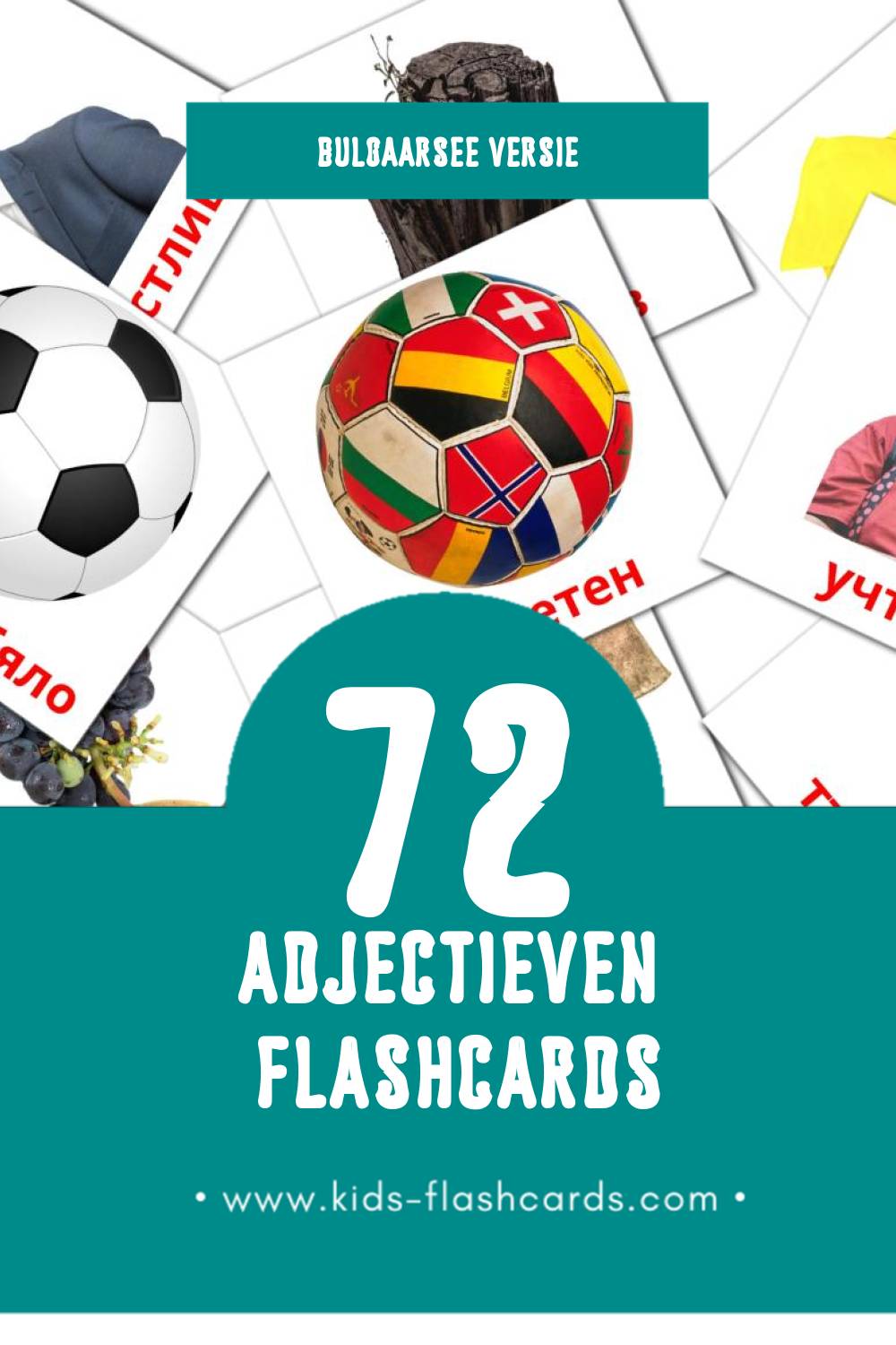 Visuele Прилагателни Flashcards voor Kleuters (72 kaarten in het Bulgaarse)
