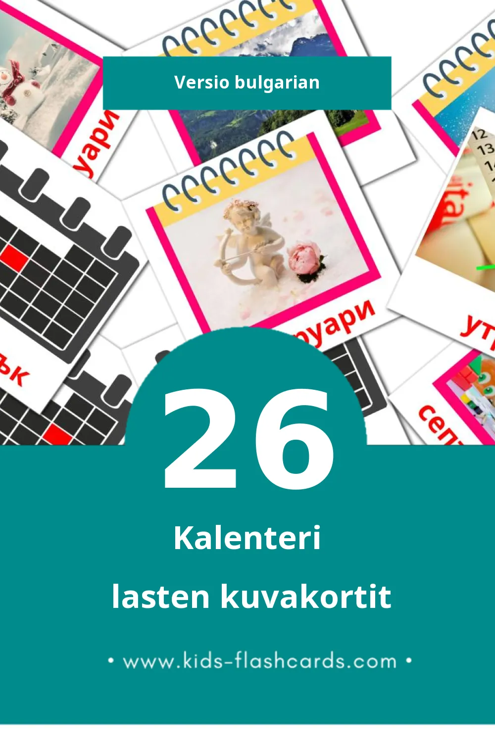 Календар lasten kuvakortit pikkulapsille (26 korttia Bulgarianksi)