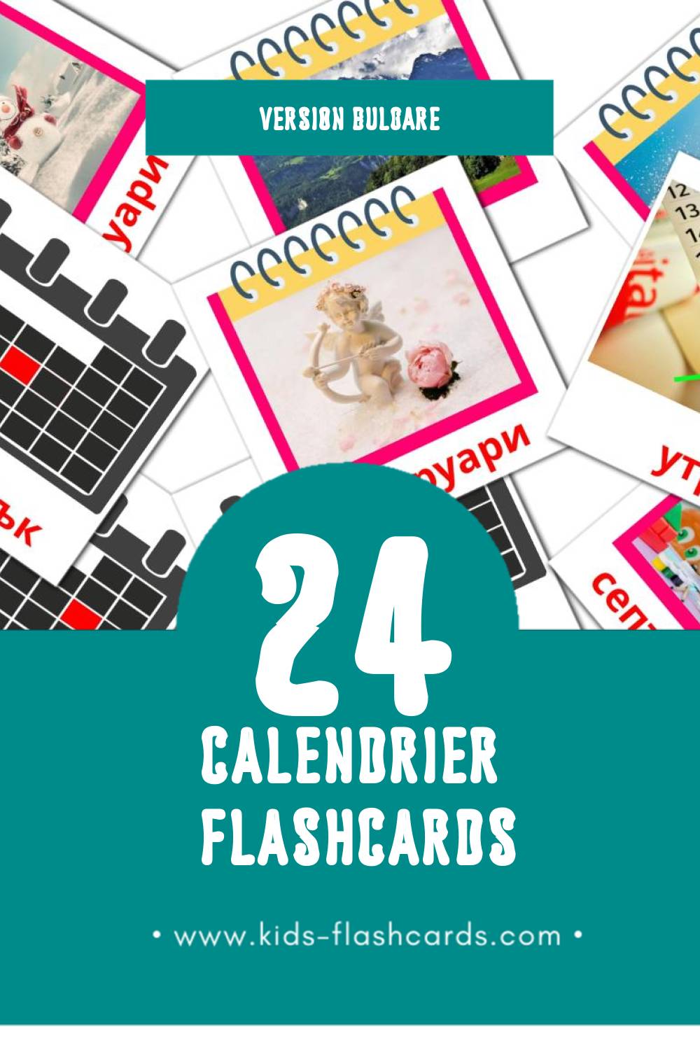 Flashcards Visual Календар pour les tout-petits (24 cartes en Bulgare)