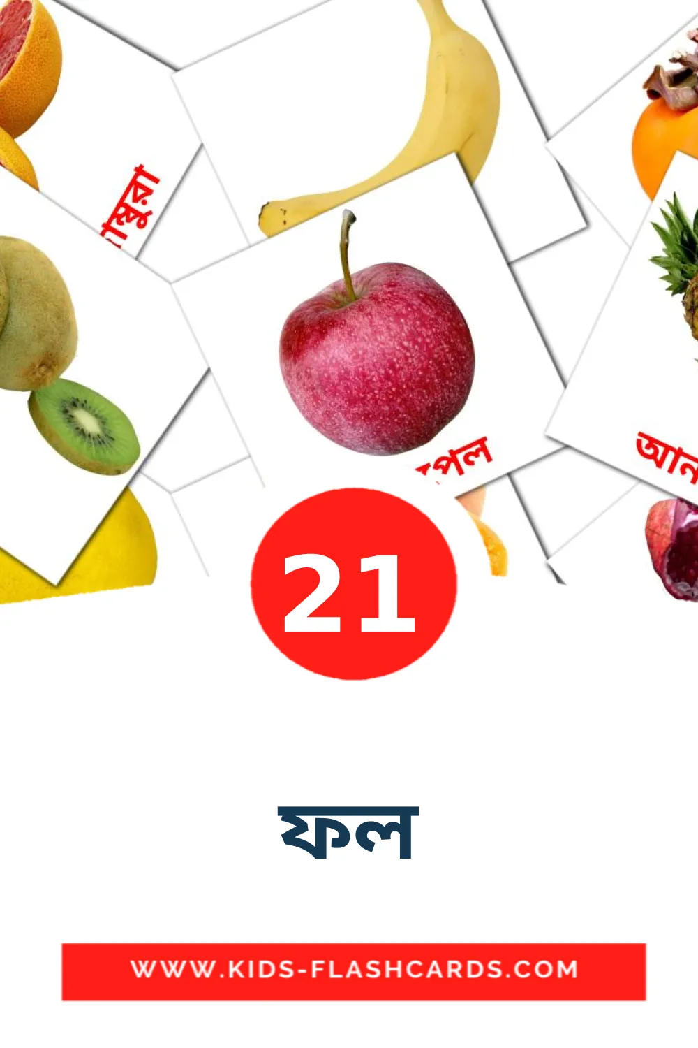 21 ফল Picture Cards for Kindergarden in bengali