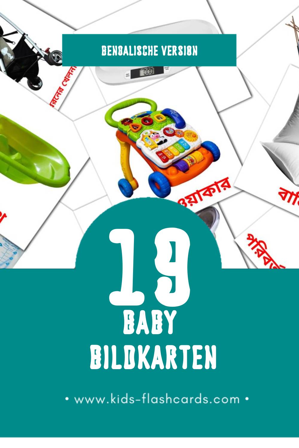 Visual বেবী Flashcards für Kleinkinder (19 Karten in Bengalisch)