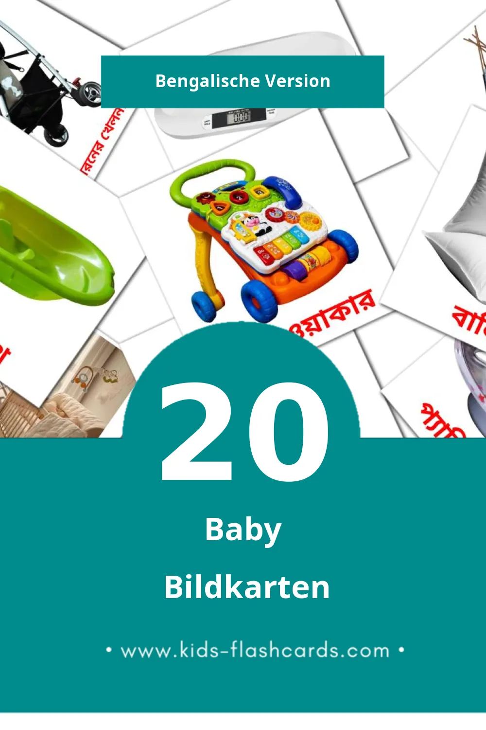 Visual বেবী Flashcards für Kleinkinder (20 Karten in Bengalisch)