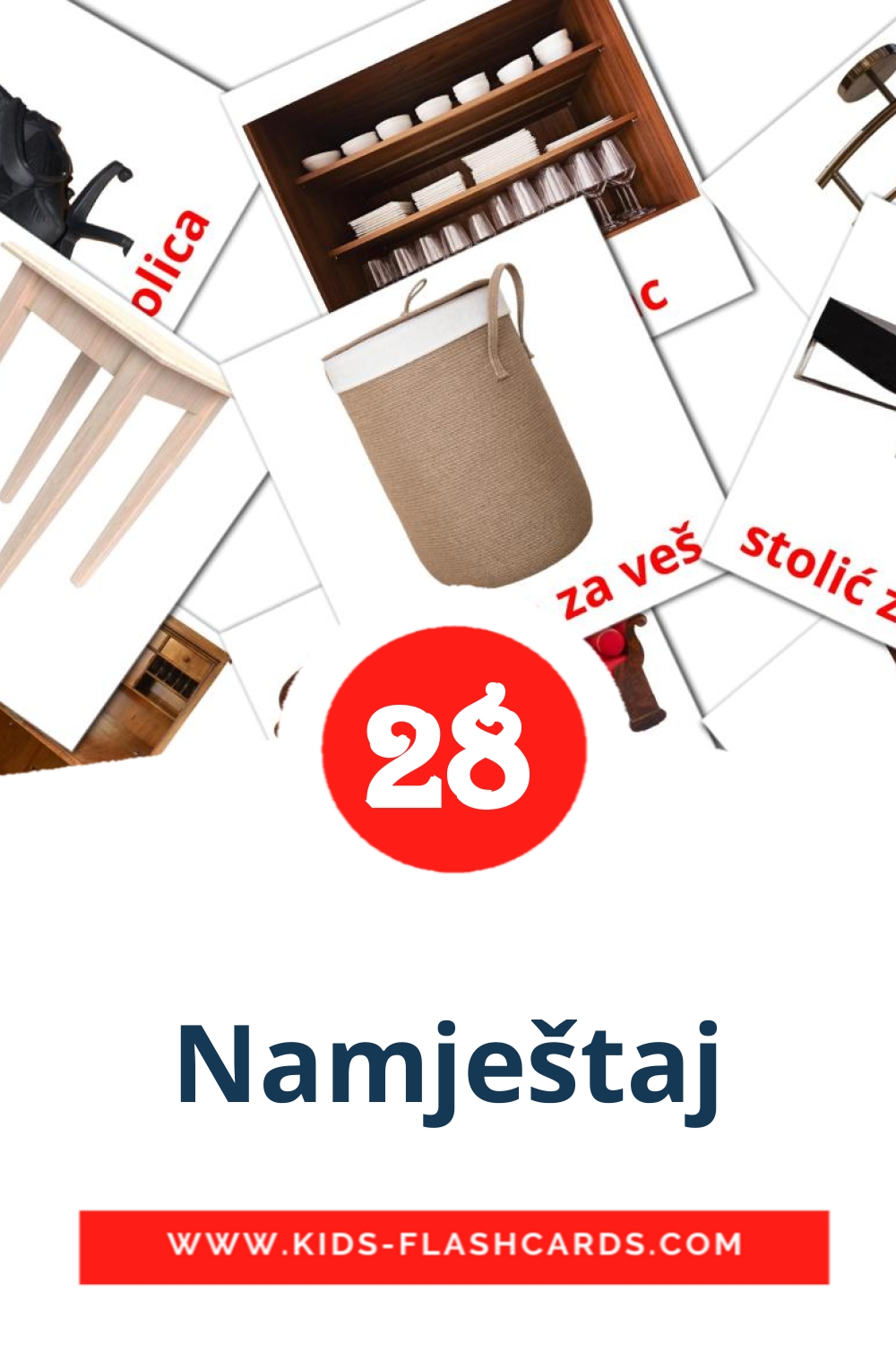 31 cartes illustrées de Namještaj pour la maternelle en bosniaque