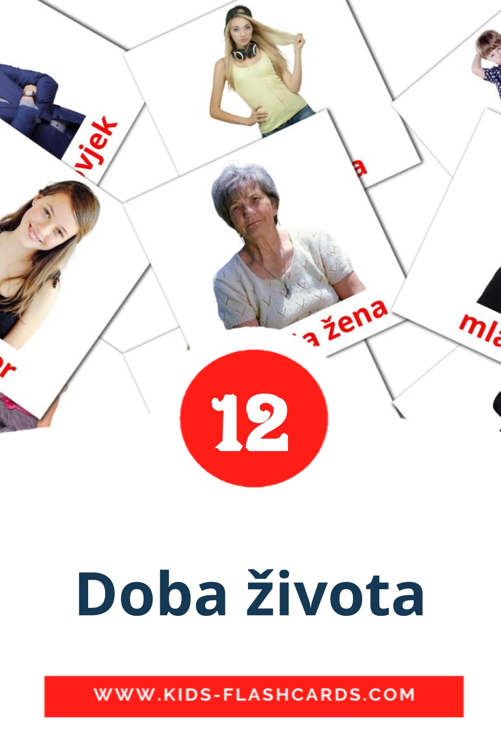 12 Doba života Bildkarten für den Kindergarten auf Bosnisch