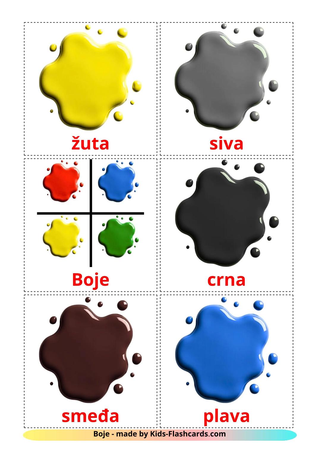 Colori - 11 flashcards bosniaco stampabili gratuitamente