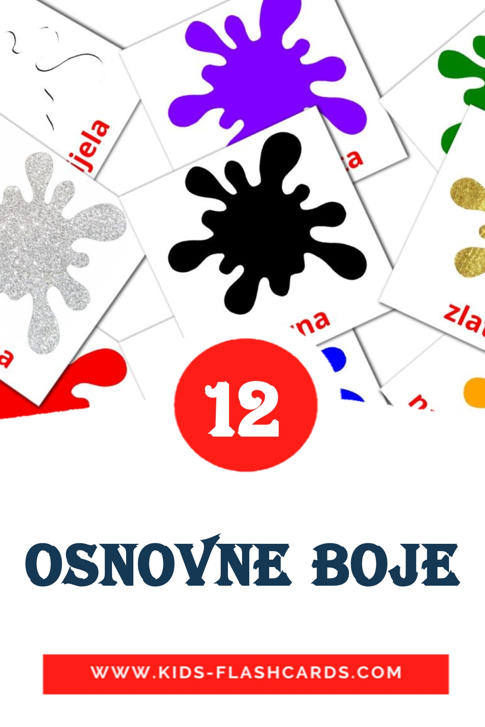 OSNOVNE BOJE на боснийском для Детского Сада (12 карточек)