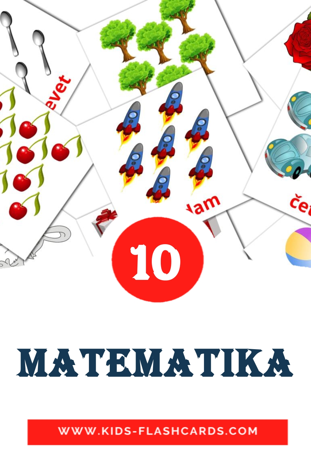 10 tarjetas didacticas de Matematika para el jardín de infancia en bosnio