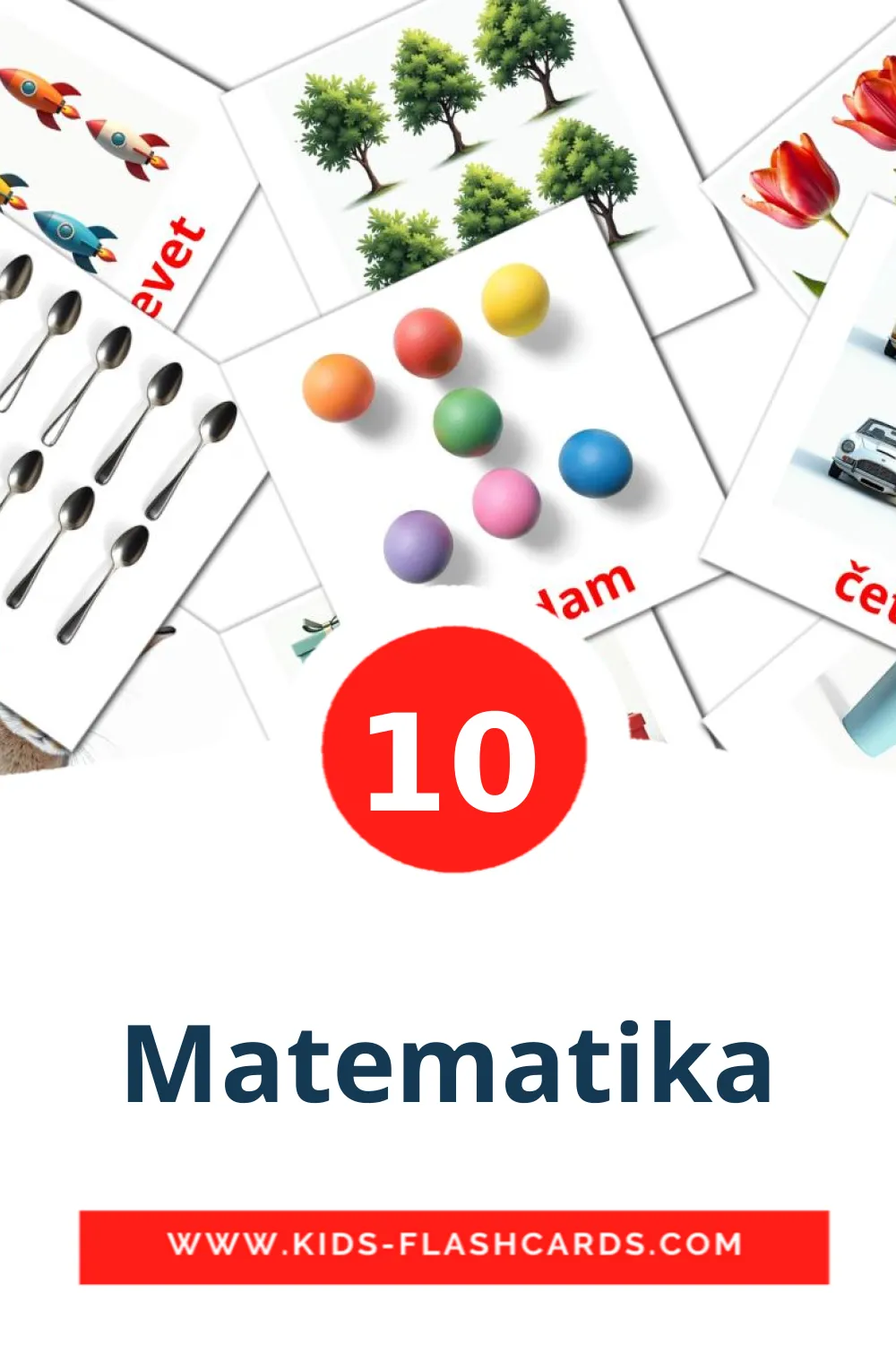 10 tarjetas didacticas de Matematika para el jardín de infancia en bosnio