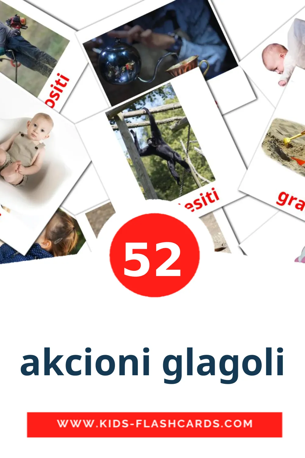 akcioni glagoli на боснийском для Детского Сада (52 карточки)