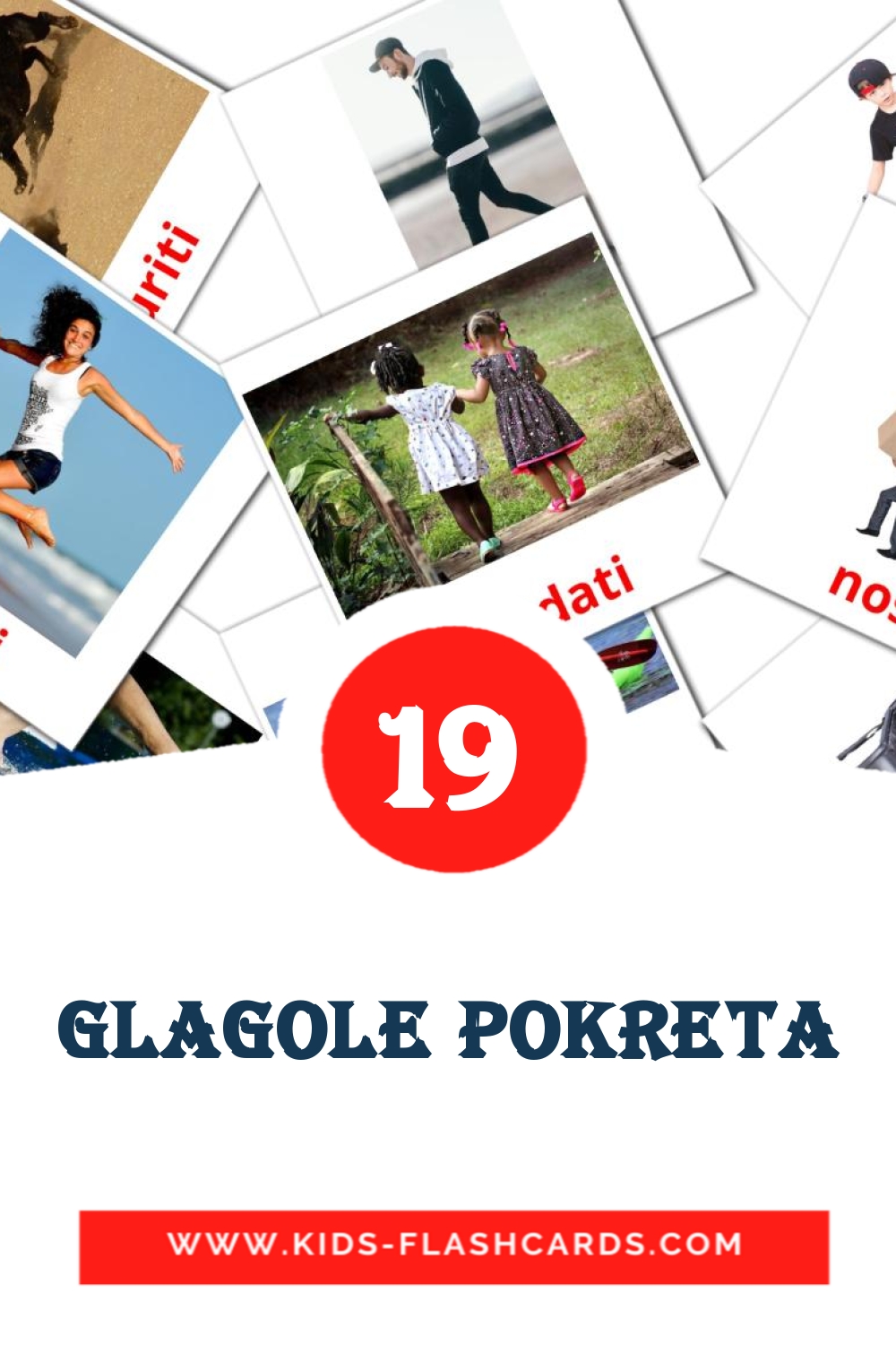 19 carte illustrate di glagole pokreta per la scuola materna in bosniaco