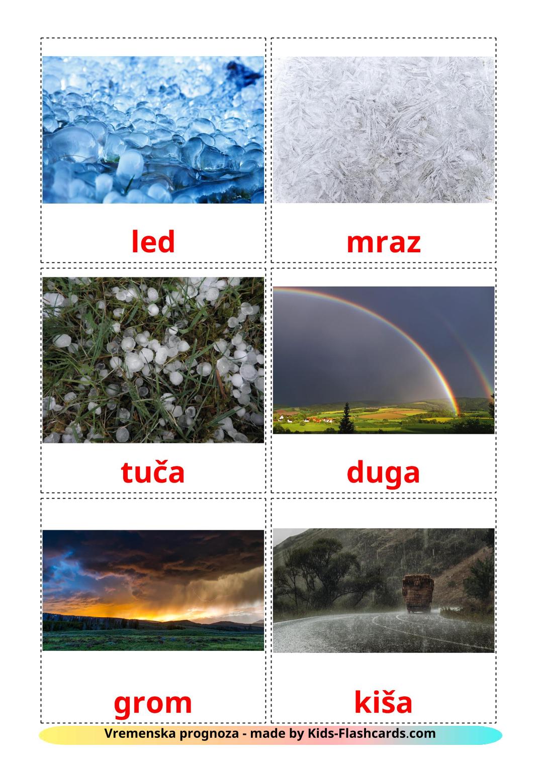 Tempo atmosferico - 31 flashcards bosniaco stampabili gratuitamente