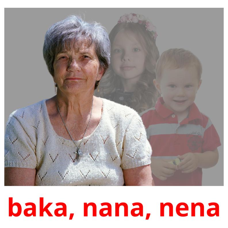 baka, nana, nena cartões com imagens