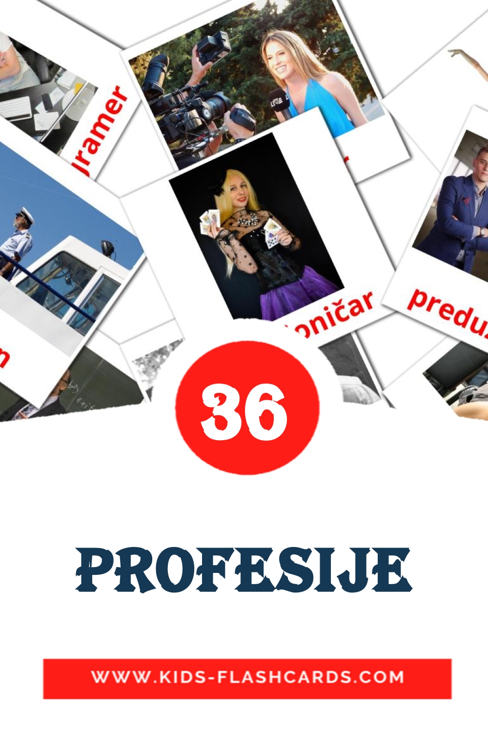 36 Profesije Picture Cards for Kindergarden in bosnian