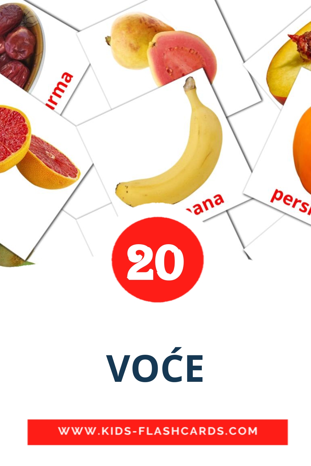 20 VOĆE Picture Cards for Kindergarden in bosnian