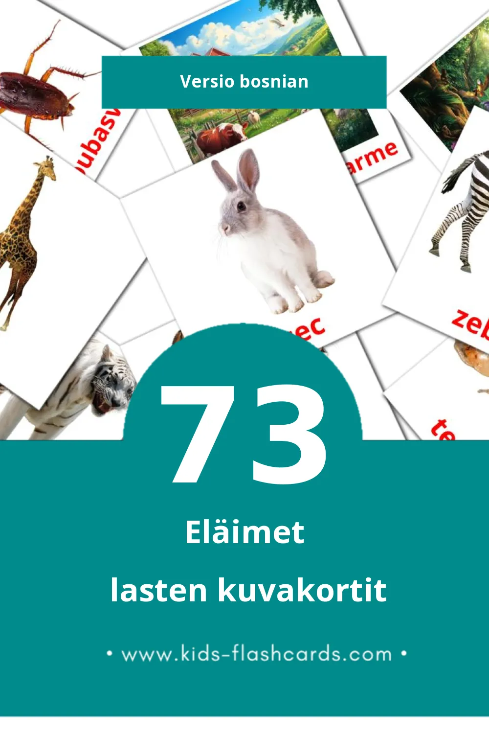 Životinje lasten kuvakortit pikkulapsille (73 korttia Bosnianksi)