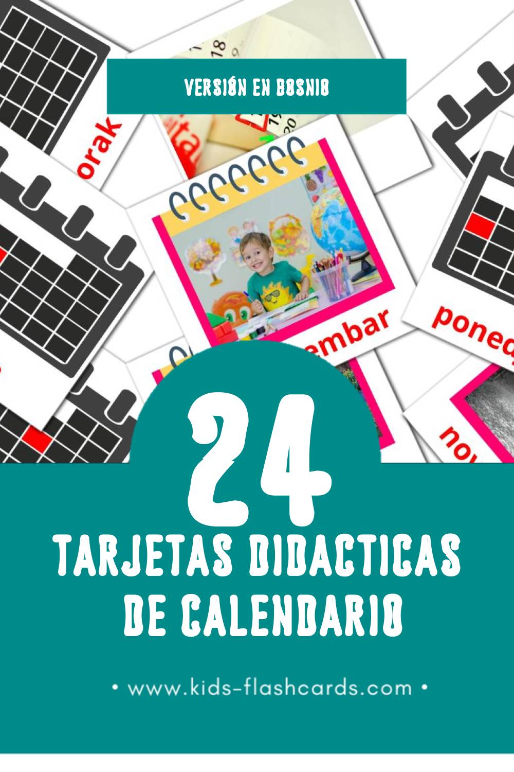 Tarjetas visuales de Kalendar para niños pequeños (24 tarjetas en Bosnio)