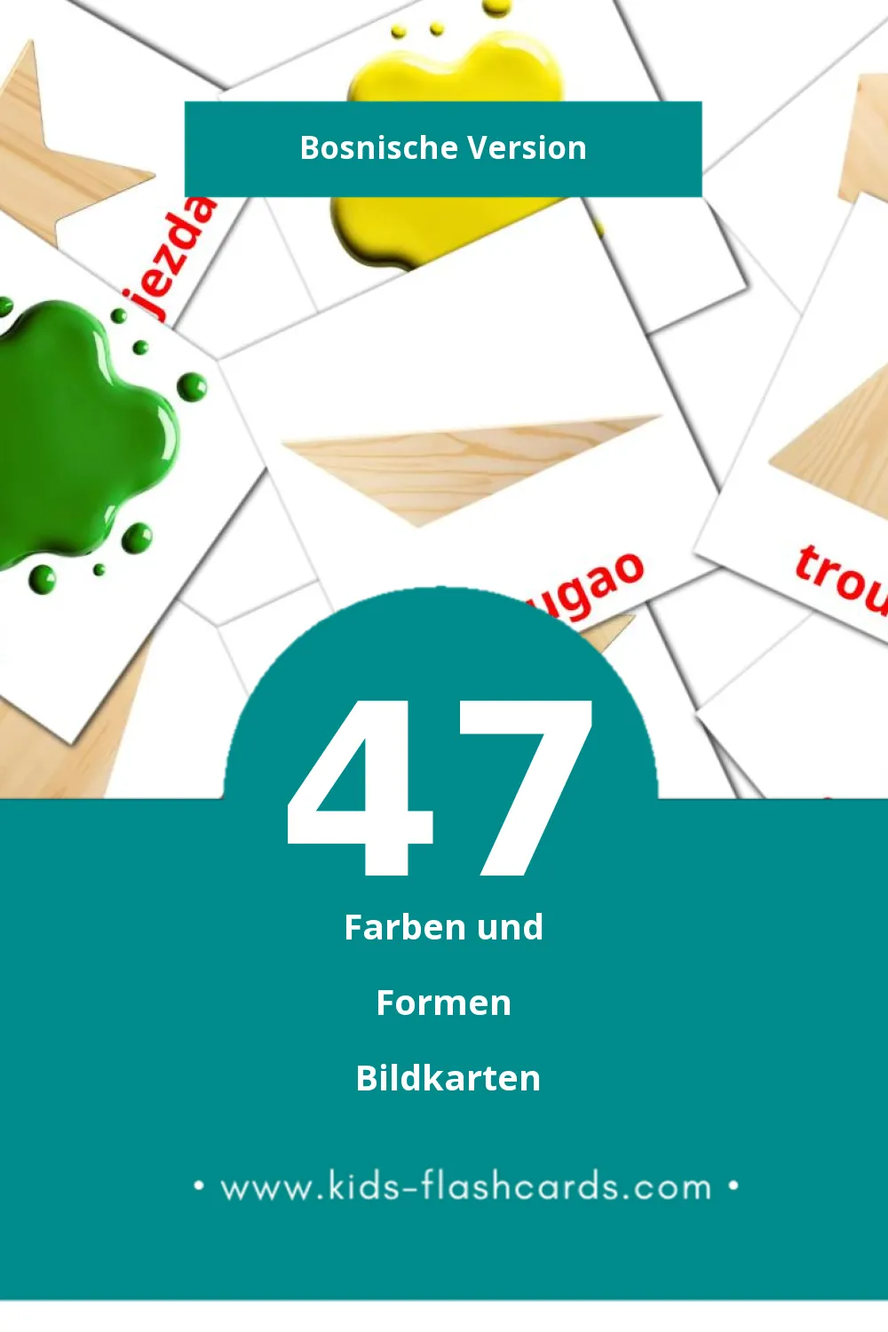 Visual Boje  i Oblici Flashcards für Kleinkinder (47 Karten in Bosnisch)