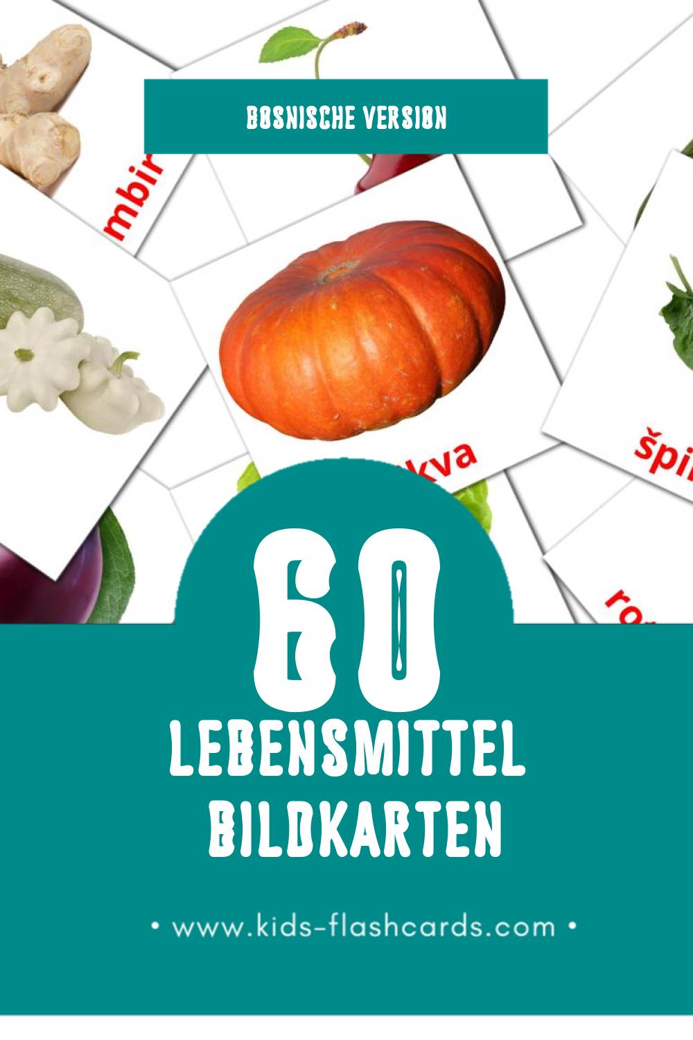 Visual Hrana Flashcards für Kleinkinder (60 Karten in Bosnisch)