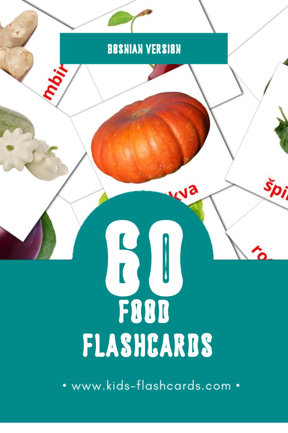 Visual Hrana Flashcards for Toddlers (49 cards in Bosnian)
