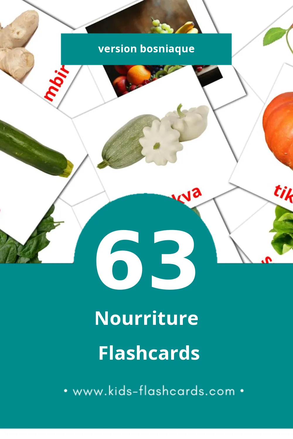 Flashcards Visual Hrana pour les tout-petits (63 cartes en Bosniaque)