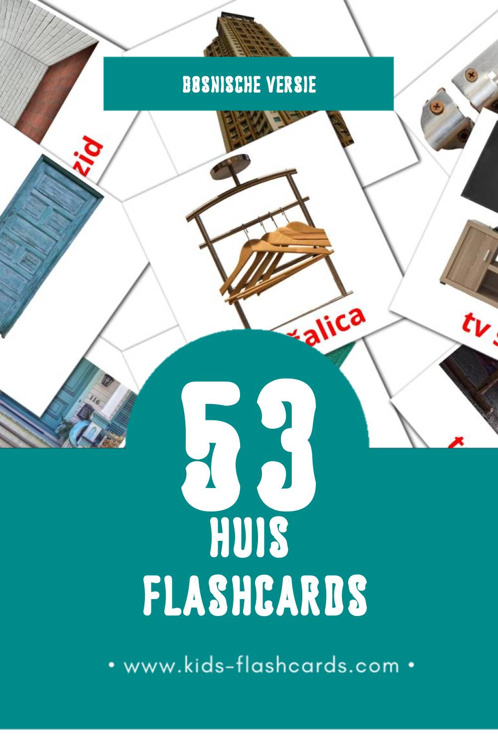 Visuele Dom Flashcards voor Kleuters (53 kaarten in het Bosnisch)