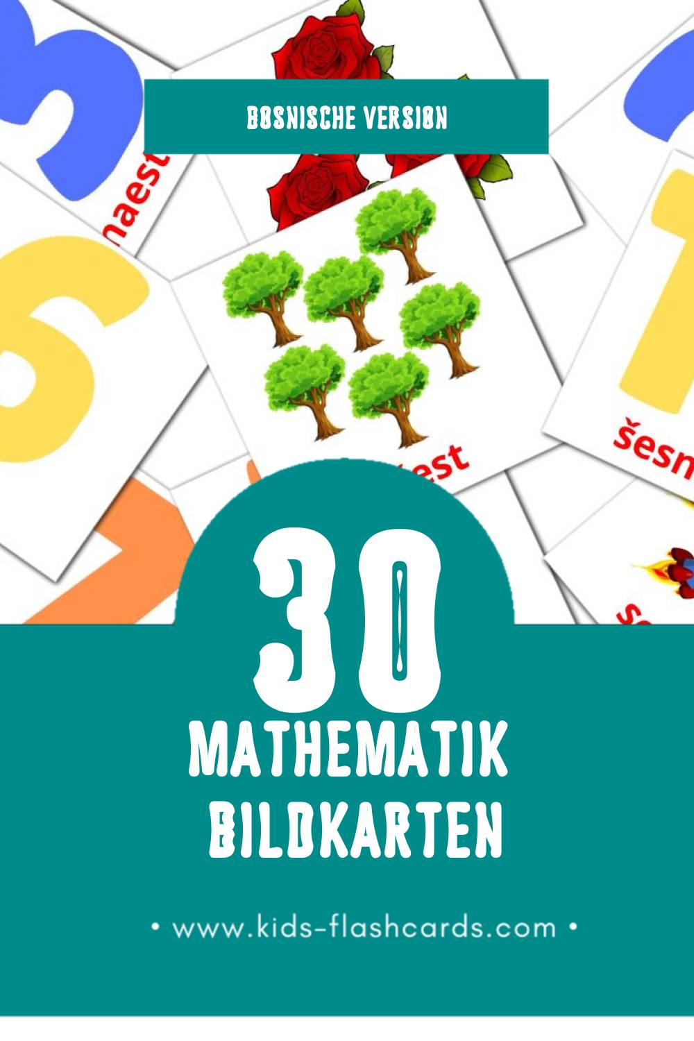 Visual Матхс Flashcards für Kleinkinder (20 Karten in Bosnisch)