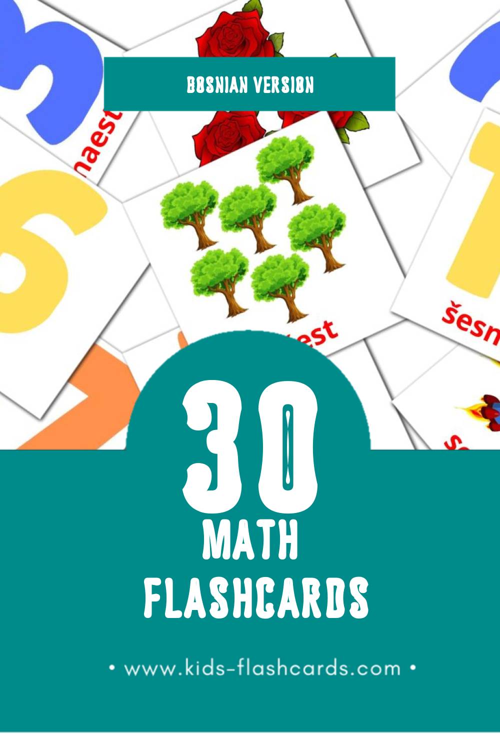 Visual Maths Flashcards for Toddlers (30 cards in Bosnian)